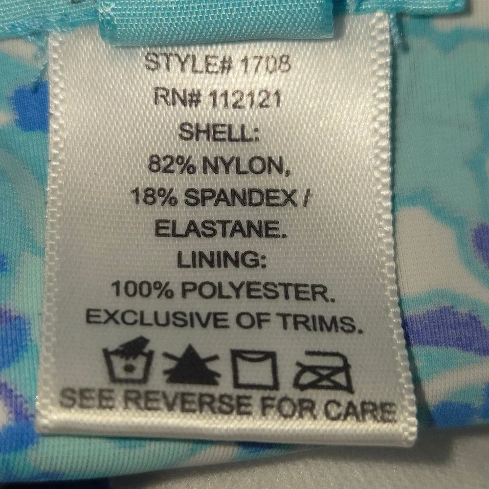 Assets by Sara Blakely Swim Tankini Top Women Large Blue Geometric Halter Ruffle